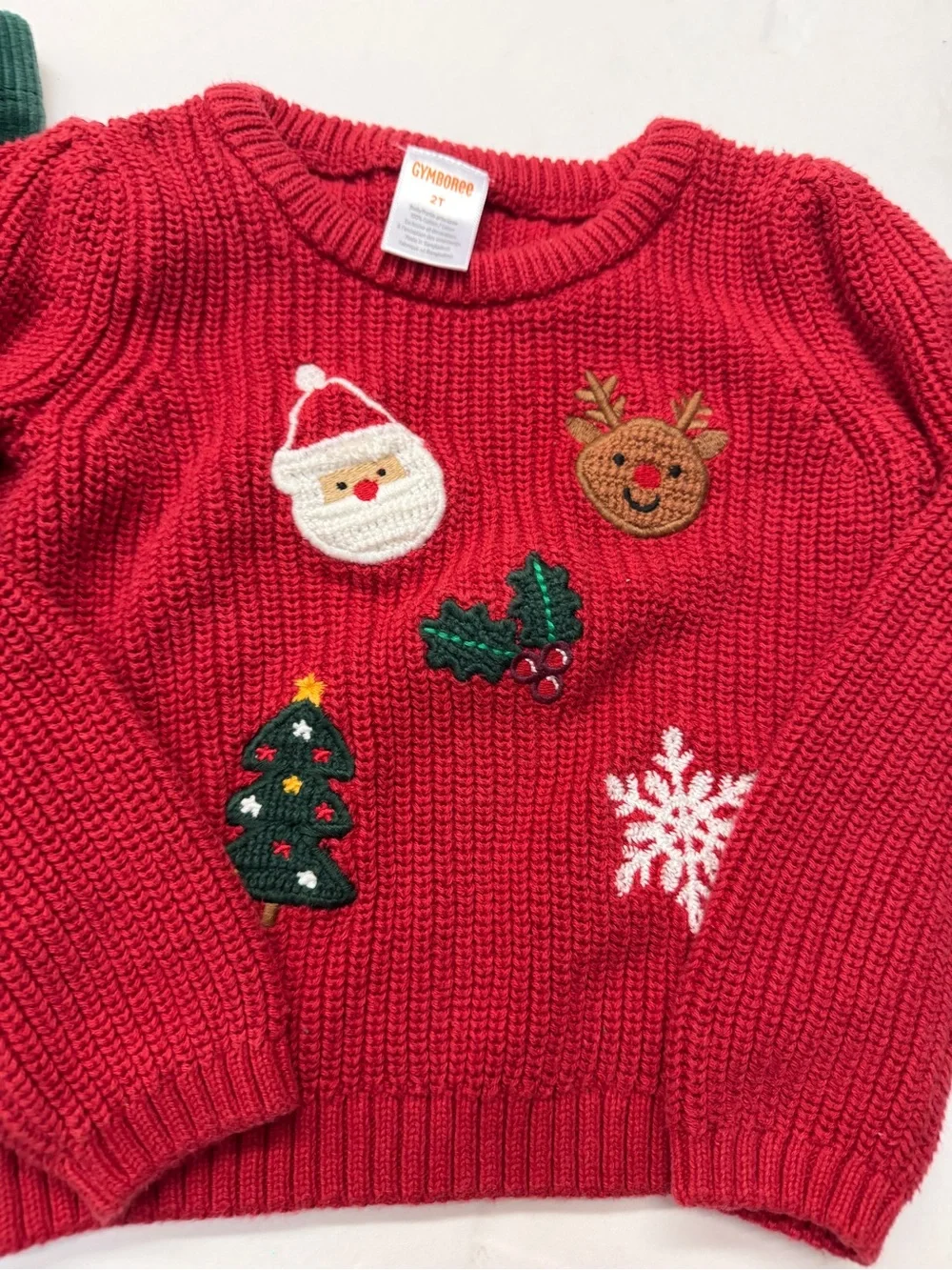 Gymboree Christmas Holiday Santa Red Sweater Green Velour Leggings Outfit